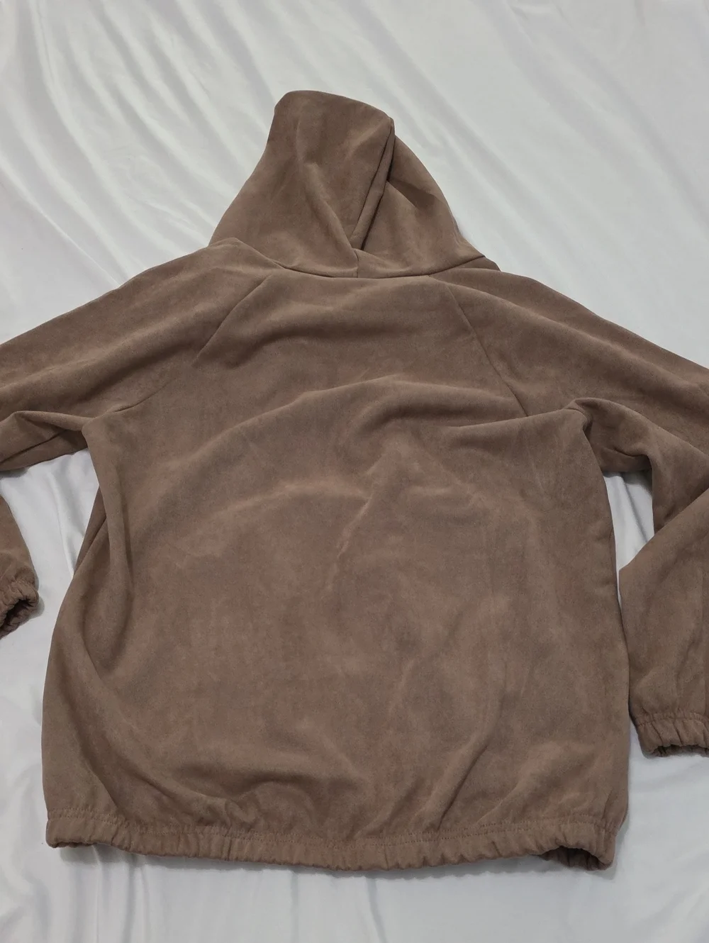 MACARON Faux Suede Brown Hooded Pull Over Size M